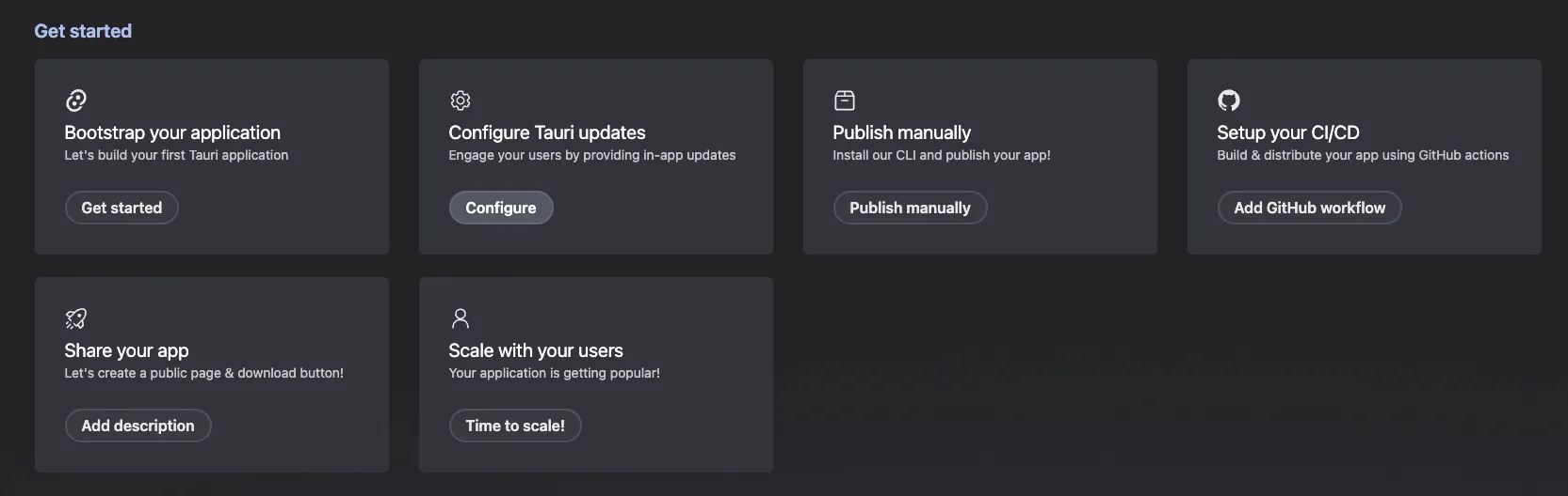 Get Started section on CrabNebula Cloud