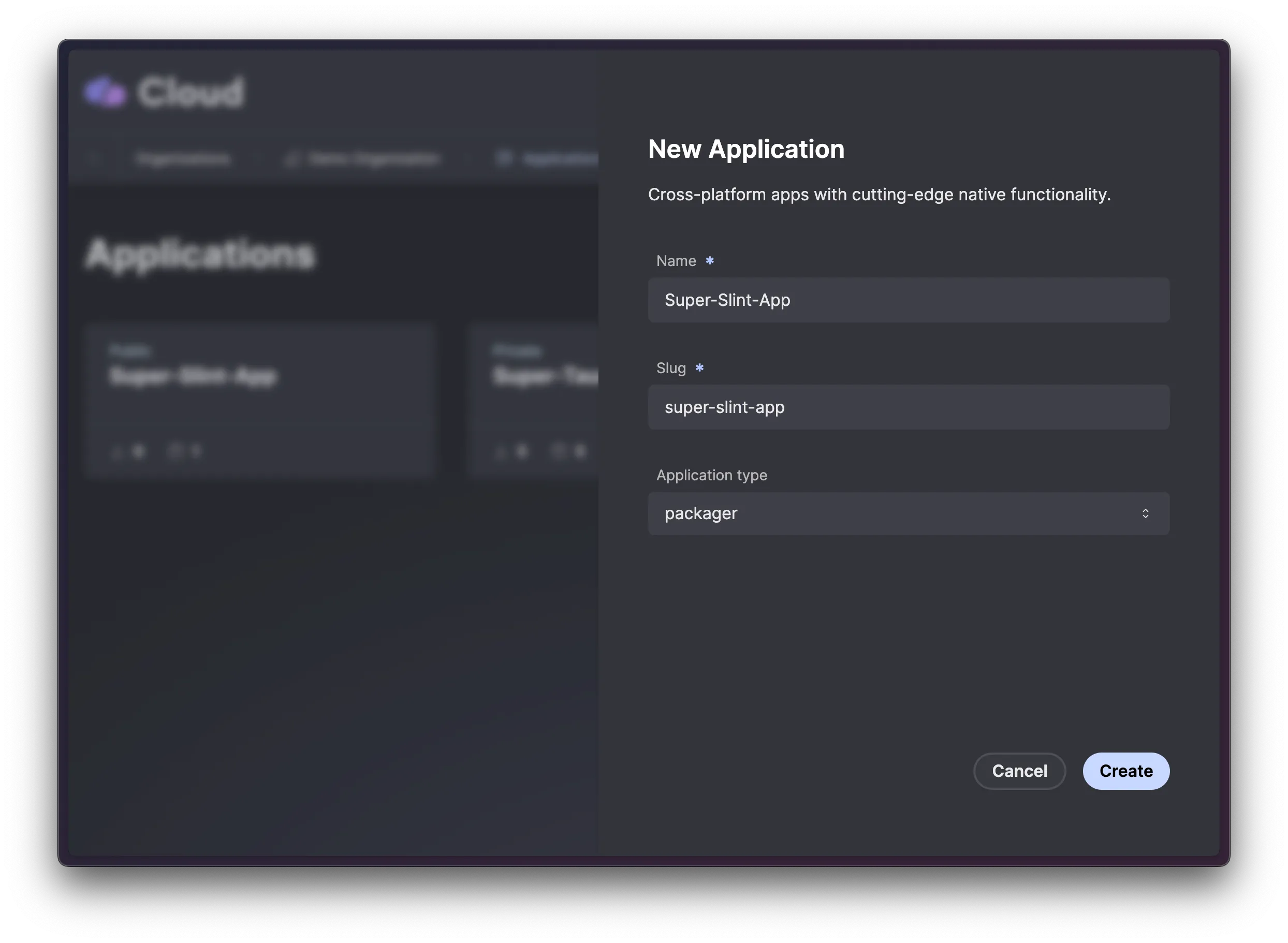 Create a new application on CrabNebula Cloud