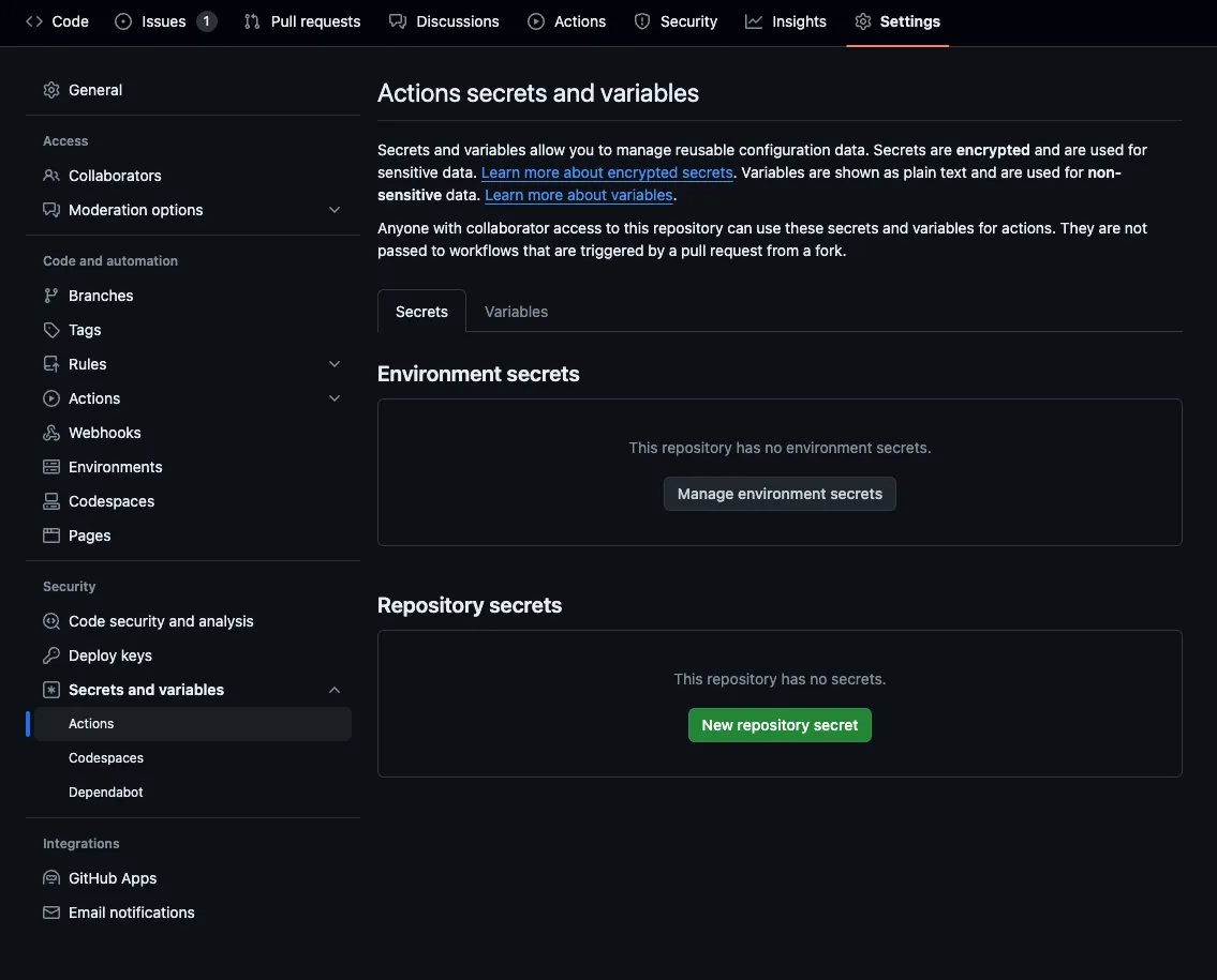Add secrets to your repository