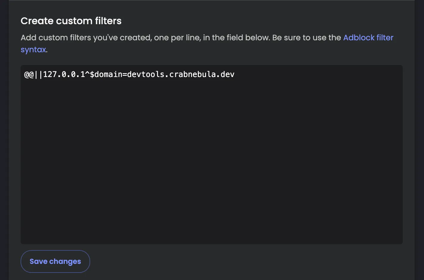 Brave browser create exception